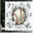 thumbnail image 4 of Ambesonne Sports Shower Curtain, Baseball Wall Concrete, 69"Wx70"L, Ivory Pale Grey Orange, 4 of 5