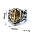 thumbnail image 3 of Knight Big Men's Finger Stamina 14K White Gold Ring Size 15 Knights Templar Cross Dark Shield Soul Protection Army Rings, 3 of 6