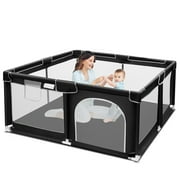 kmaier Baby Play Yards 360 Visual Playpen,Handle and Storage Bag Attached, Black