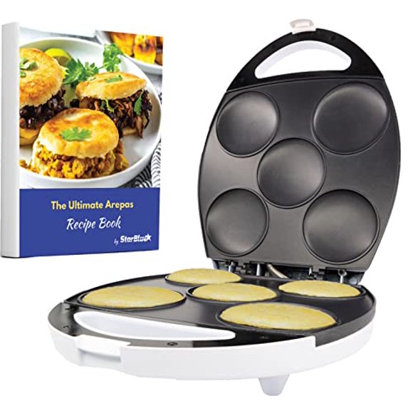 Arepa Fabricant et Mini Fabricant de Crêpes par Starblue avec Recettes Arepa Gratuites Livre Électronique - Fabricant d'Arepa Rapide et Électrique Créant 5 Styles Vénézuéliens et Colombiens Arepas en 6 Minutes CA 120V 60Hz 1200W