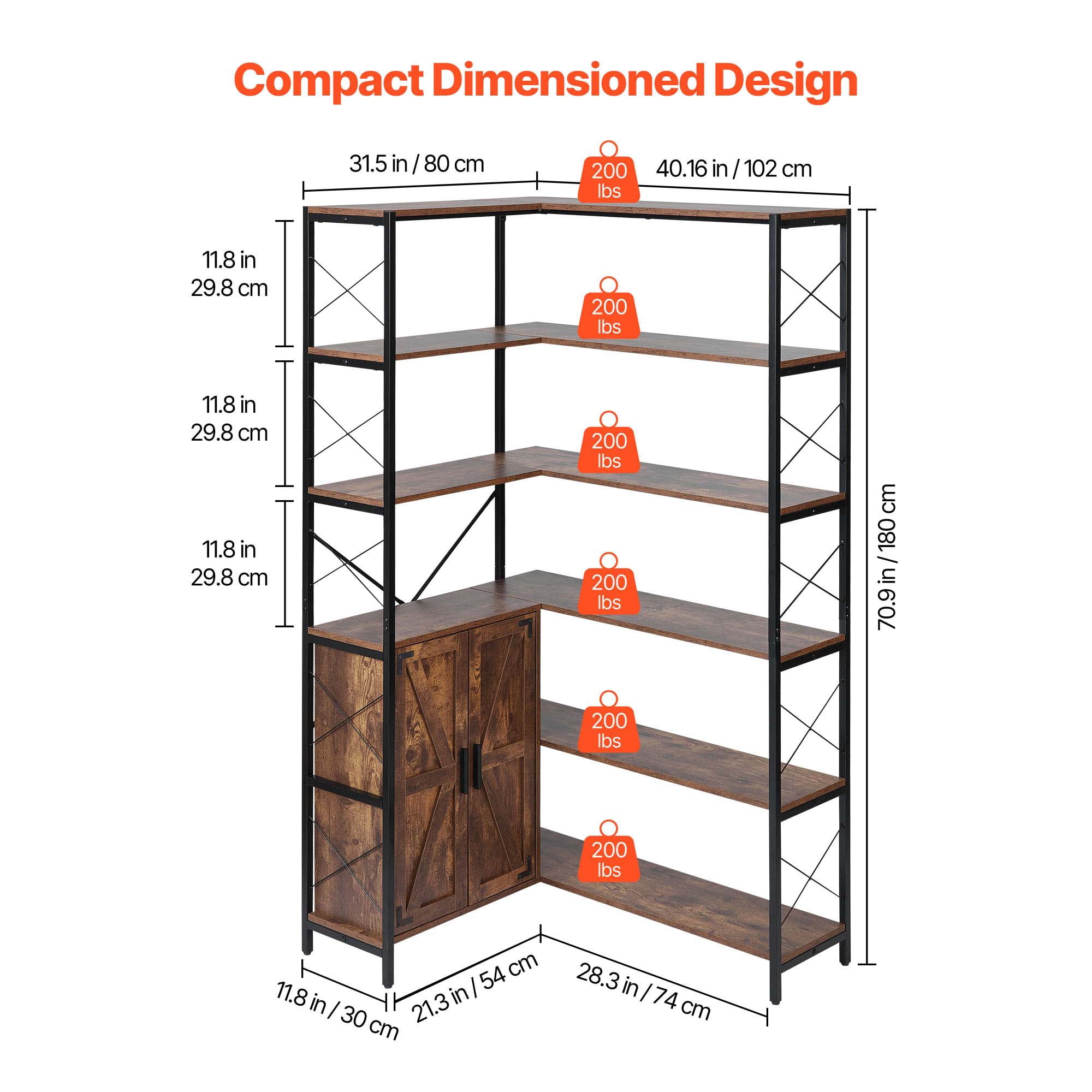 るかSHOP KFFKFF 6-Tier Corner Bookshelf, 70