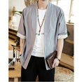 thumbnail image 2 of CHOK Fashion Casual Man Shirts Men‘s Linen Japanese Kimono One Button Cardigan Jacket Ancient Style, 2 of 5