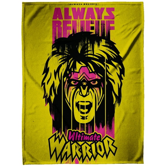 Sleep Squad Yellow The Ultimate Warrior 60" x 80" Raschel Plush Throw Blanket