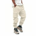 thumbnail image 6 of hoksml Men's Athletic Pants Jogger Cargo Pants Solid Color Casual Elastic Waist Drawstrin Multiple Pockets Bind The Feet Pants 2025 Clearance, 6 of 9