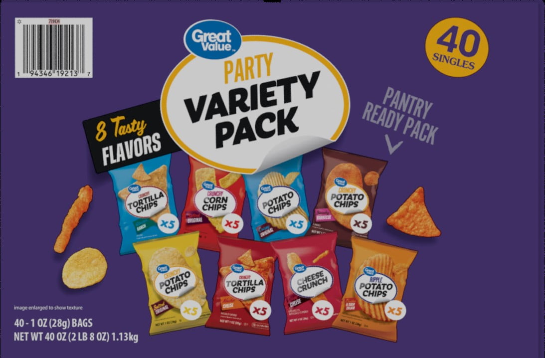 Great Value Flavor Variety Chips, 1 oz, 40 Count