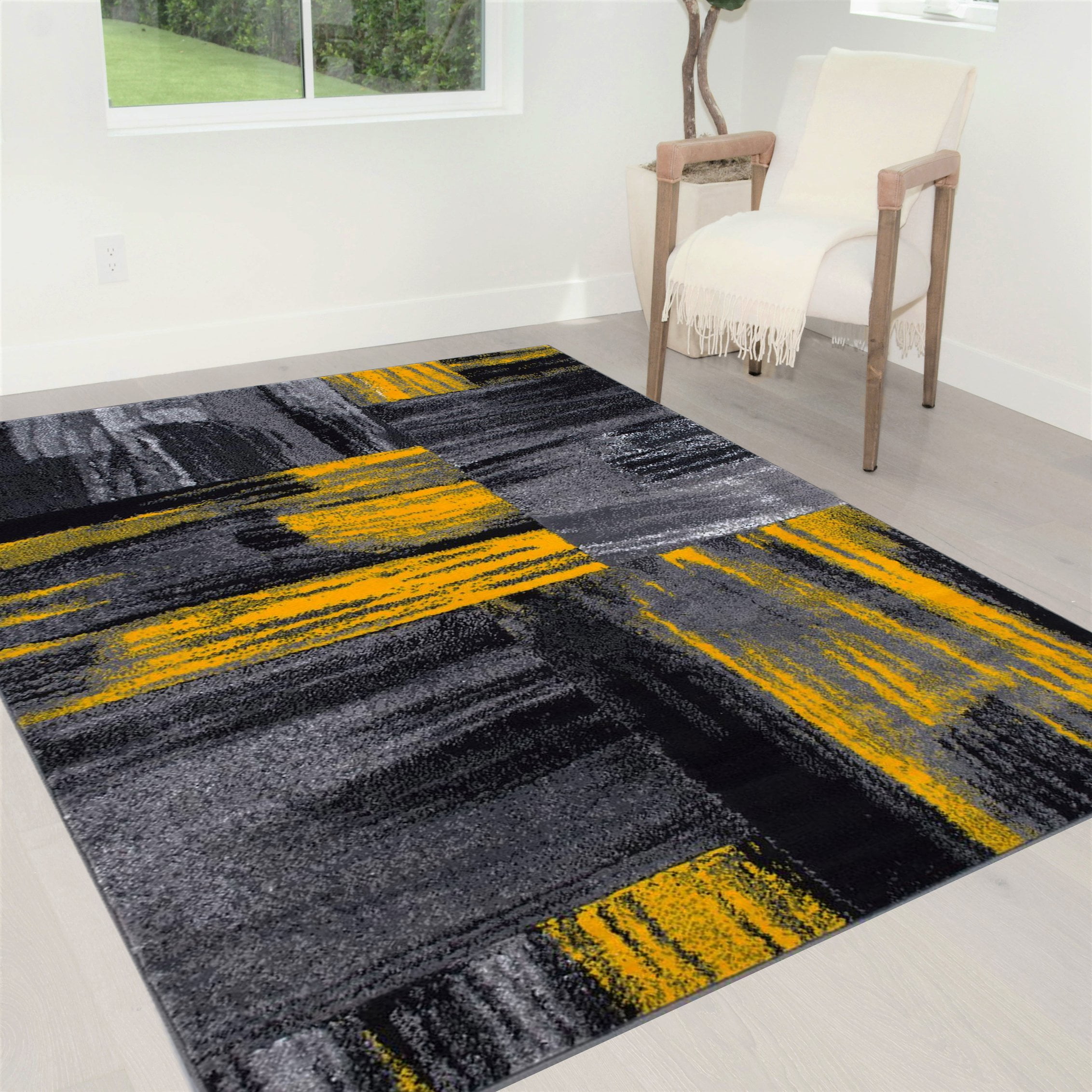 Mixed Brush Pattern Colors Area Rug, Area Rug Modern Design