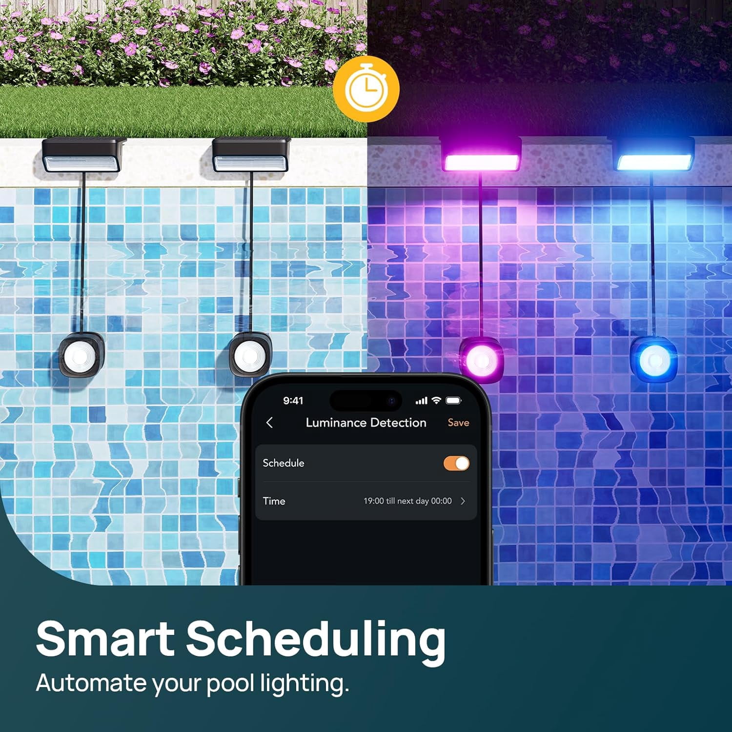 Linkind Smart Solar Pool Lights, RGBW LED with Dual-Zone App Control, IP68 Waterproof, Solar Powered for Inground & Above Ground Pools, Garden, Pond, Fence, 2-Pack