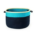 thumbnail image 2 of Color Block Round Basket - Turquoise/Navy 14''x10'', 2 of 2