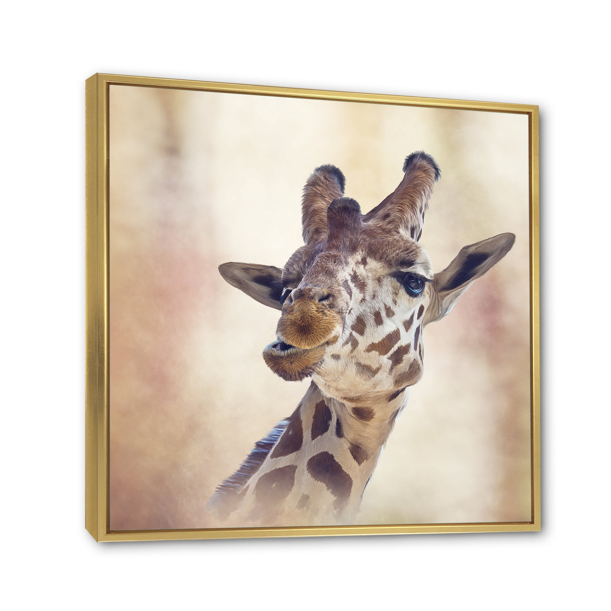 Close Up Portrait of A Giraffe VI 30 in x 30 in Framed Photography Canvas Art Print, by Designart
