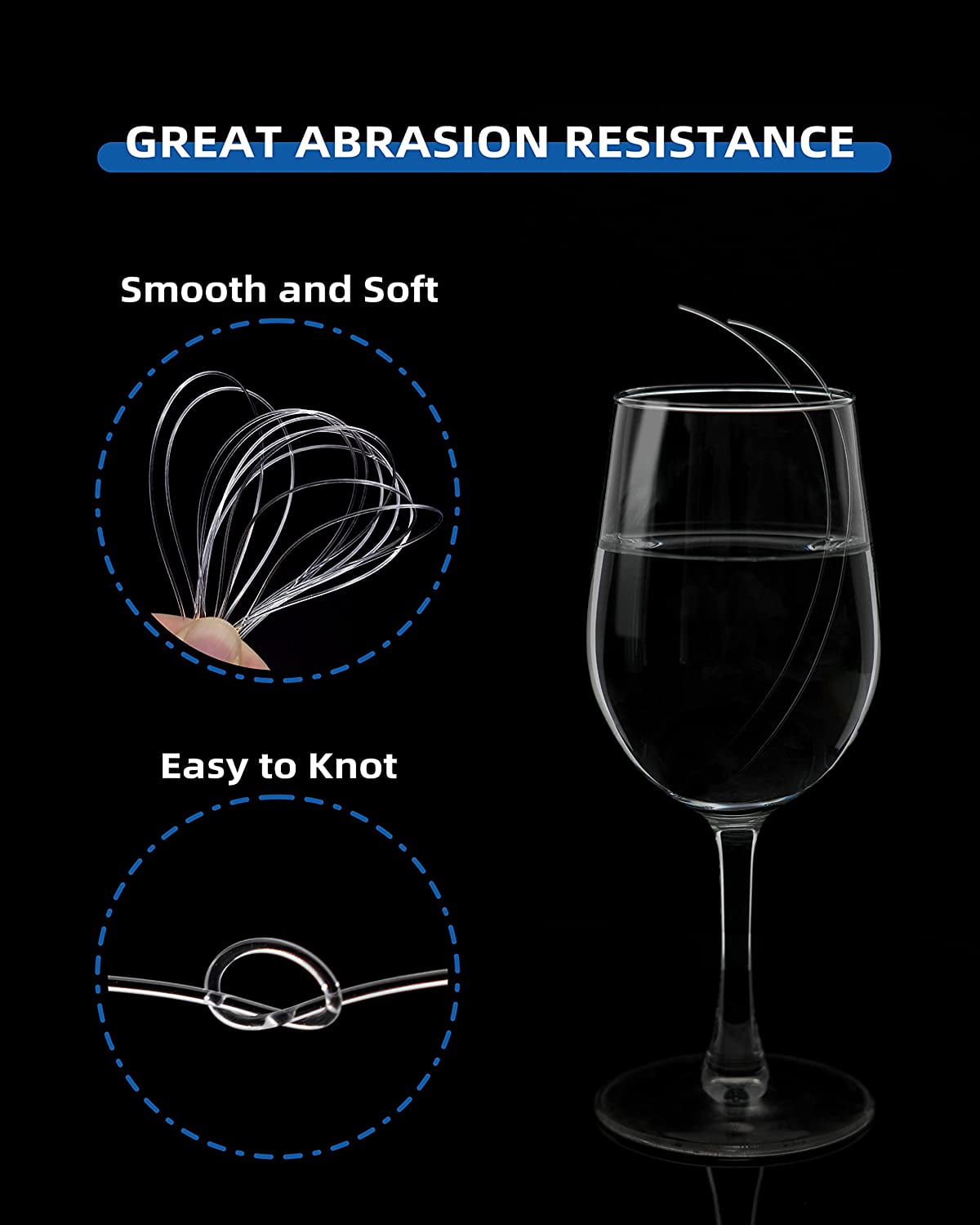BLUEWING Monofilament Fishing Line Clear Invisible Thin Diameter Fishing String Mono Fishing Line, Dia.0.9mm*500YD*100LB