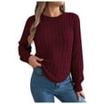 thumbnail image 2 of Sweaters for Women 2025 Long Lattern Sleeve Crewneck Knit Sweater Casual Jumper Top Womens Pullover Sweaters, 2 of 4