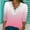 Pink, variant on Free Shipping Women's Fashion Fall Gradient Tops Long Sleeve Lace Trim V Neck Casual Shirts Basic Tees Loose Fit Tunic Blouses