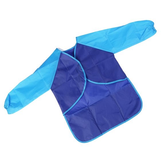 SHINYPASING 1Pack Blue Polyester Long-sleeved Waterproof Smock with Closure for 7-12 Years Old