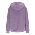 thumbnail image 7 of Miluxas Women's Plush Hooded Jacket Long Sleeve Full Zip Solid Outerwear Soft Warm Jacket with Side Pockets Purple XL(XL), 7 of 7