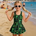 thumbnail image 3 of DISNIMO Girls One Piece Swimsuits Shamrock Heart Print Sleeveless U Neck Swimwear Bathing Suit with Skirt Quick Dry Swim Dress for Kids Girls, 3 of 8