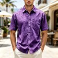 thumbnail image 2 of Men's Paisley Shirts Vintage Floral Button Down Shirt Casual Regular Fit Summer Shirt with Pockets Purple XXL, 2 of 4