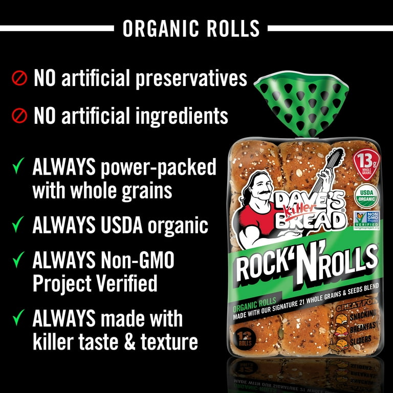Dave's Killer Bread Rock 'N' Rolls, Organic Snack, Slider