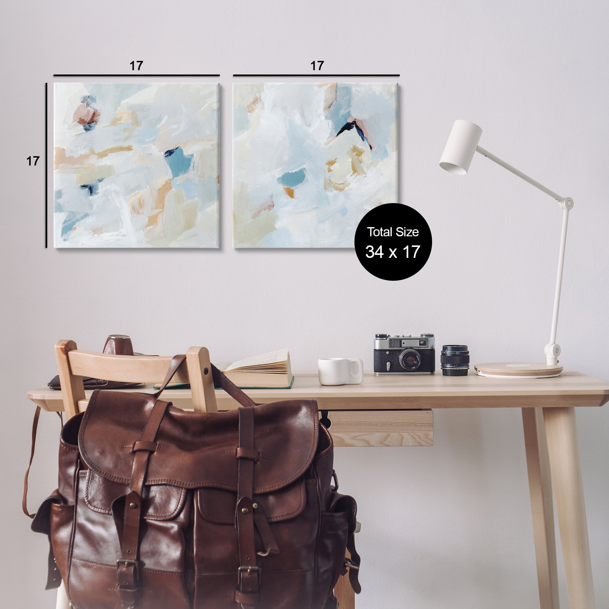 Stupell Industries Abstract Hint of Blue Clouds Abstract Painting Wrapped Canvas Art Print Wall Art, 17 x 17, Set of 2