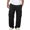 thumbnail image 2 of Domuza Mens Cargo Sweatpants Baggy Wide Leg Athletic Sweat Pants Comfort Workout Joggers with Pockets Black XL, 2 of 6