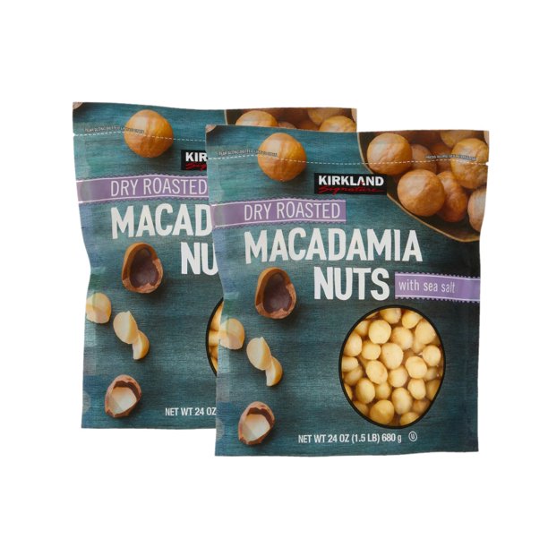 2 Pack Kirkland Signature Dry Roasted Macadamia Nuts, 24 oz