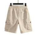 thumbnail image 6 of Havenre Men's Cotton Cargo Shorts Loose Regular Fit Elastic Drawstring Waist Bermuda Shorts Summer Casual Beach Shorts with Pockets Khaki S, 6 of 9