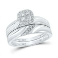 thumbnail image 2 of Solid 10K White Gold His and Hers Trio Three Rings Set Real Natural Diamond Cluster Matching Rings Wedding Band Set 1/3 Carat ( .33 Cttw ) - (L = 6.5, M = 11.5), 2 of 7