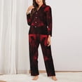 thumbnail image 2 of Lsque Red Gothic Skeleton Throne Pattern Long Sleeve Pajama Set for Women - Soft 2-Piece Sleepwear and Loungewear Set with Pockets, Comfy Nightwear-Large, 2 of 7