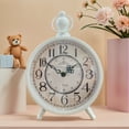 thumbnail image 6 of White Metal Silent Table Clock, Non-Ticking Tabletop Clocks,Quartz Movement Desk Clock for Bedroom Living, Room, Indoor, Study... Home Decoration (No Alarm), 6 of 8