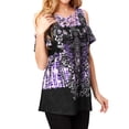 thumbnail image 6 of STARVNC Women Short Sleeve Boho Printing Colorblock Splice Tunic Top, 6 of 11
