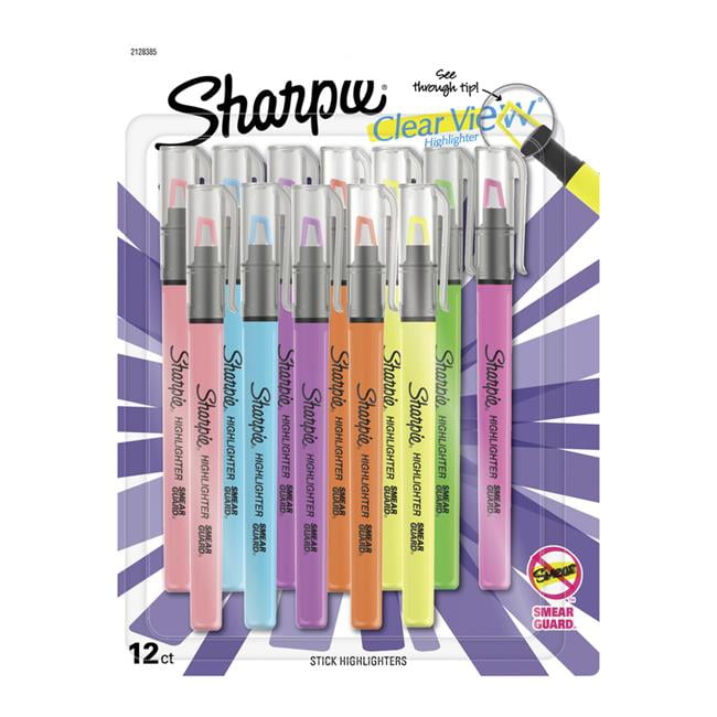 Sanford 2090626 Sharpie Clear View Stick Highlighter with SeeThrough Chisel Tip, Assorted Color