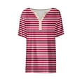 thumbnail image 4 of Ayolanni Trendy Tops for Women V-Neck Short Sleeve Striped Pullover T-Shirts Shirts for Women Trendy, 4 of 5