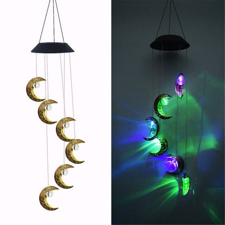 

Mittory Solar LED Moon Shaped Wind Chimes Home Garden Garden Decorative Lights