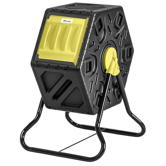 CoSoTower Rotating Composter, Compost Bin with 24 Vents and Steel Legs, 17 Gallon, Yellow