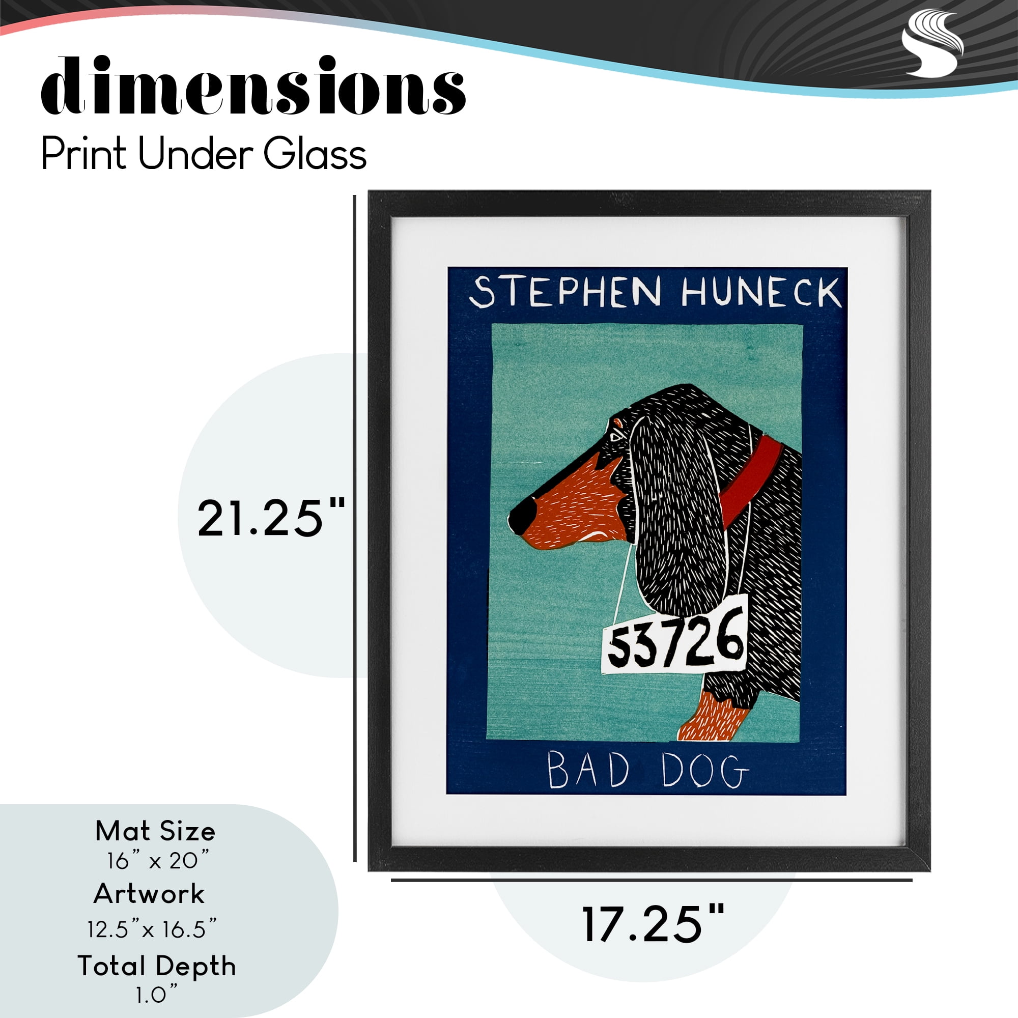 Bad Dog Dachshund Black Framed Print Under Glass, design by Stephen Huneck