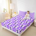 thumbnail image 4 of Homewish Cute Cartoon Cherry Full Size Sheets,Purple White Bed Sheets,Minimalist Checkered Sheet Sets For Girl Boys,Luxury Bedroom Decor,4pcs, 4 of 7