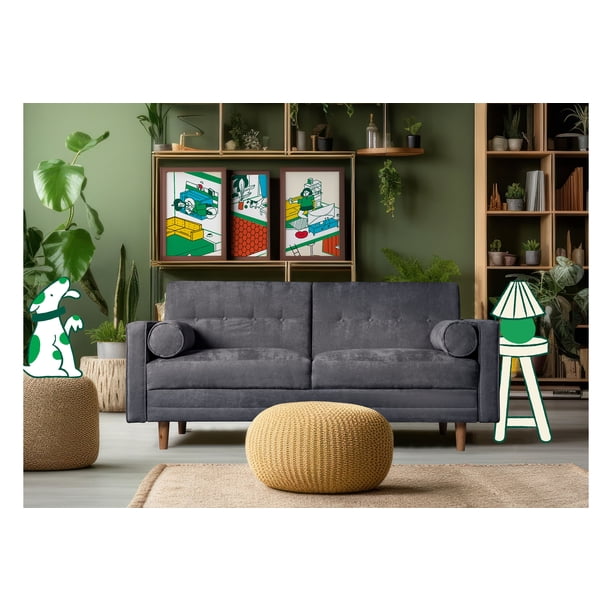 Sofá Cama de Velvet Gris Oxford Beehive Memory Foam Modelo Bristol Makora