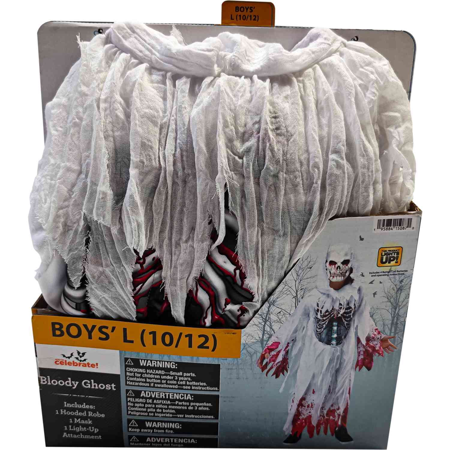 Light-Up Bloody Ghost Halloween Costume for Children, Boy's Size L (10/12), by Way to Celebrate