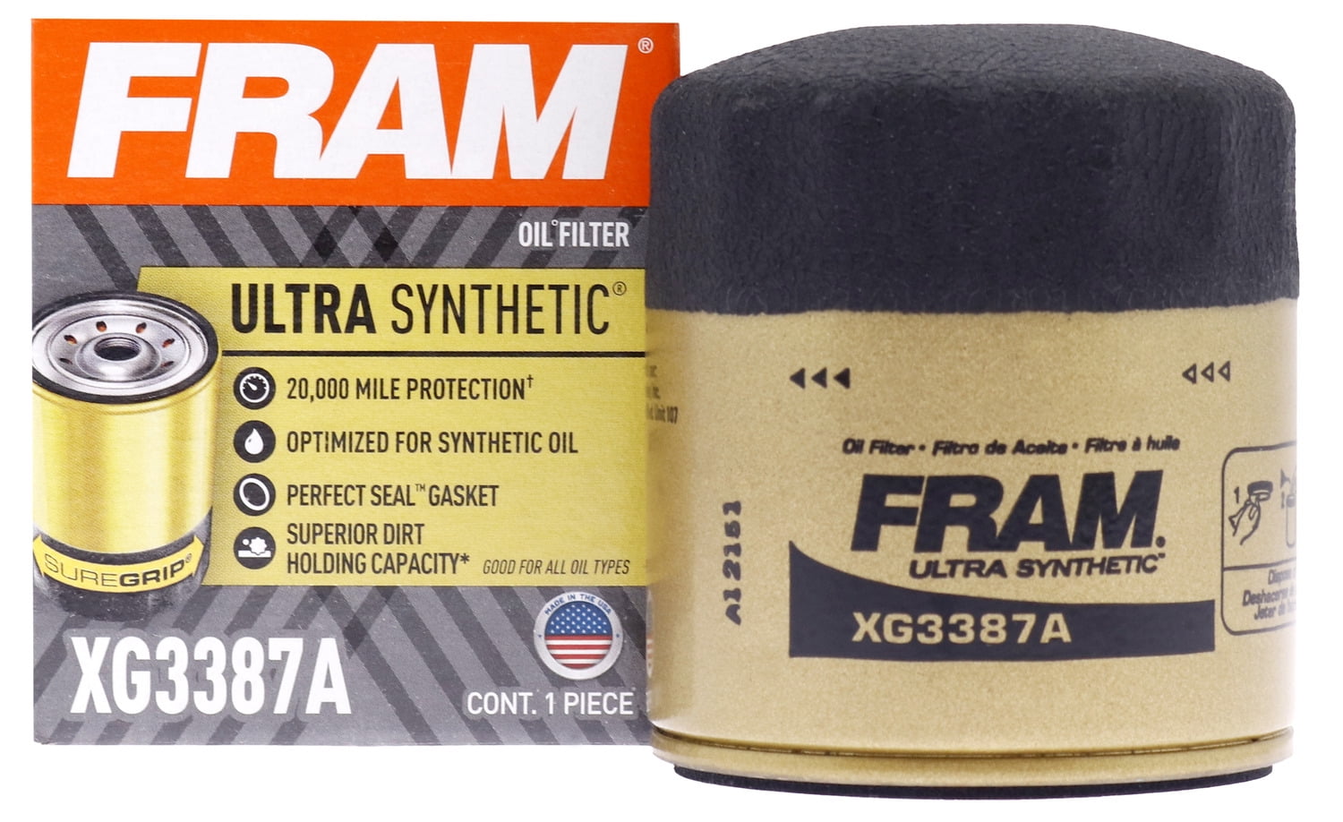 FRAM Ultra Synthetic Oil Filter, XG3387A, 20K mile Replacement