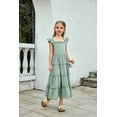 thumbnail image 6 of Arshiner Girls Maxi Summer Short Flutter Sleeve Casual Dress with Pockets for 13-14 Years, 6 of 8