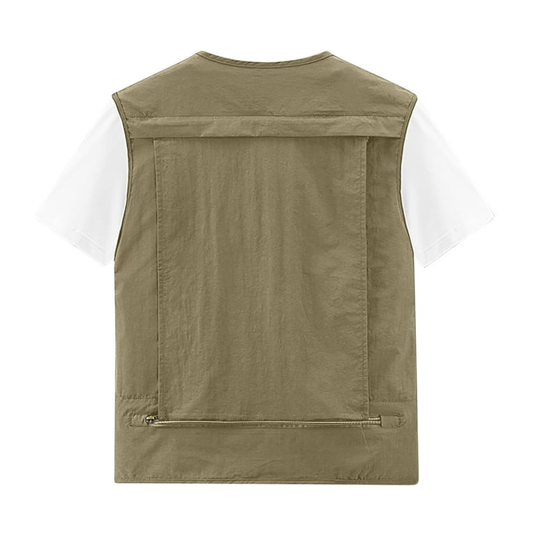WREESH Mens Cargo Vest Thin Lightweight Sport Vest Casual Outdoor Travel  Vest Fishing Vests Gray