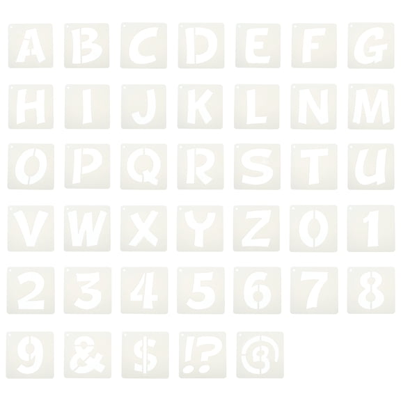 Uxcell 1" Letter Number Stencils, 40Pcs Square Reusable Letter and Number Stencil Templates for Painting on Wall Wood Fabric Signage, Uppercase Letter Style
