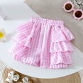 thumbnail image 6 of LIIPEE Girls Boys Casual Shorts Summer Cute Comfortable Ruffled Plaid Printed Elastic Waist Culottes Shorts Kids Stylish Casual Wear Shorts,Red,0-6 Months, 6 of 8