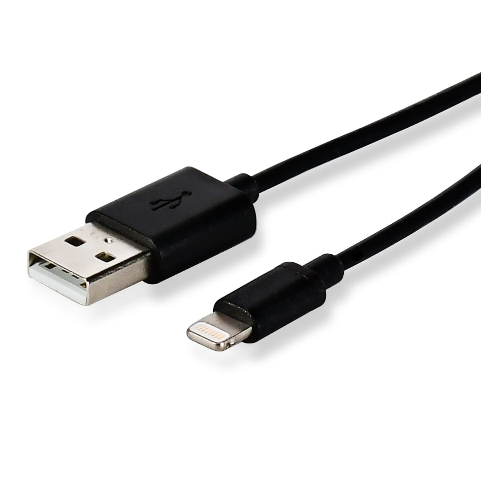 onn. Sync And Charge Cable With Lightning Connector, Black, 3 Feet