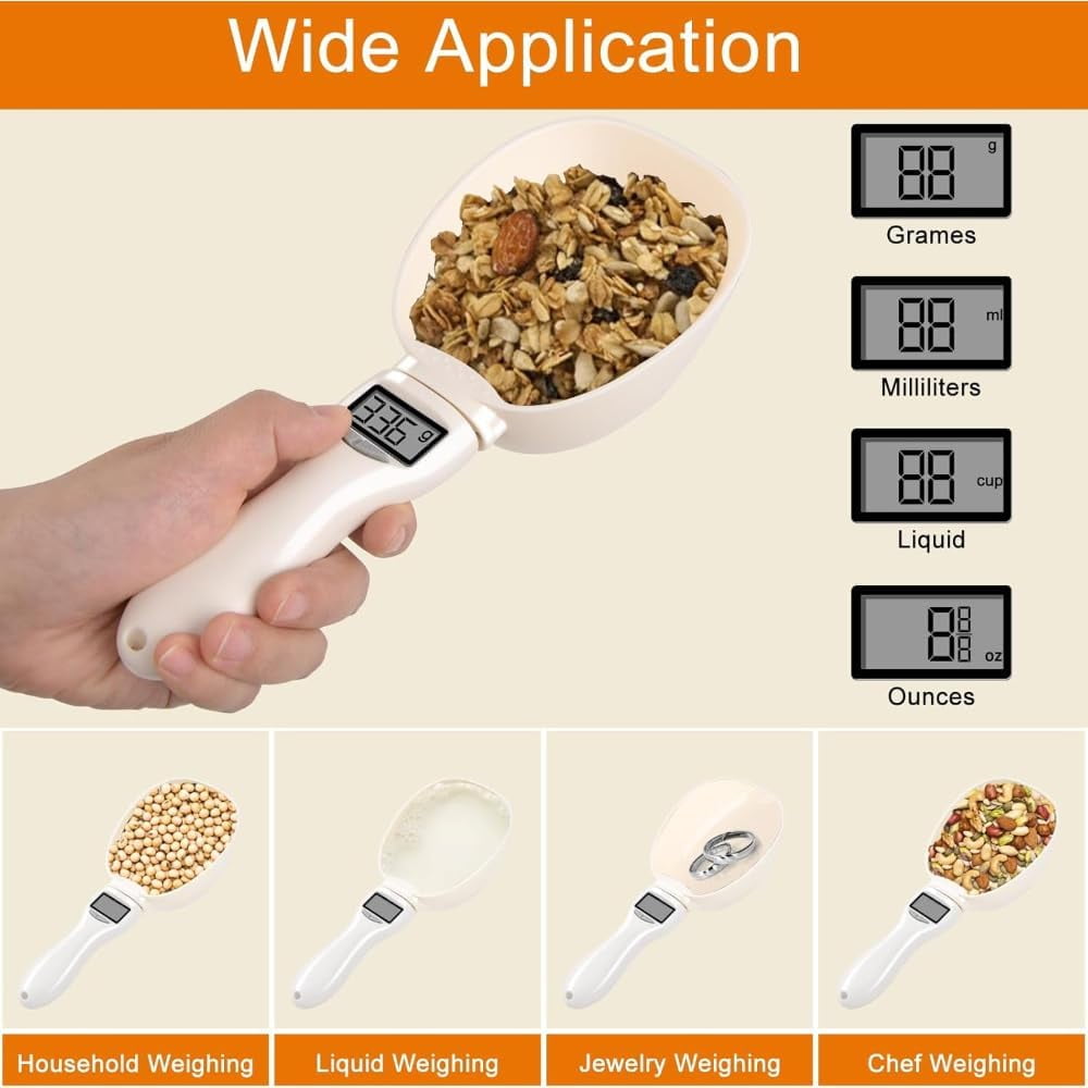 Electronic Digital Measuring Spoon Scale - LCD Display with Conversion, Adjustable Measuring Spoon for Cooking, Baking, Coffee and Pet Food, Portable Detachable Kitchen Gadget for Home (small)