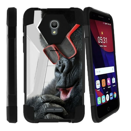 Alcatel One Touch Fierce 4 and Pop 4 Shock Fusion Heavy Duty Dual Layer Kickstand Case -  Gorilla with (Best Way To Clean Gorilla Glass)