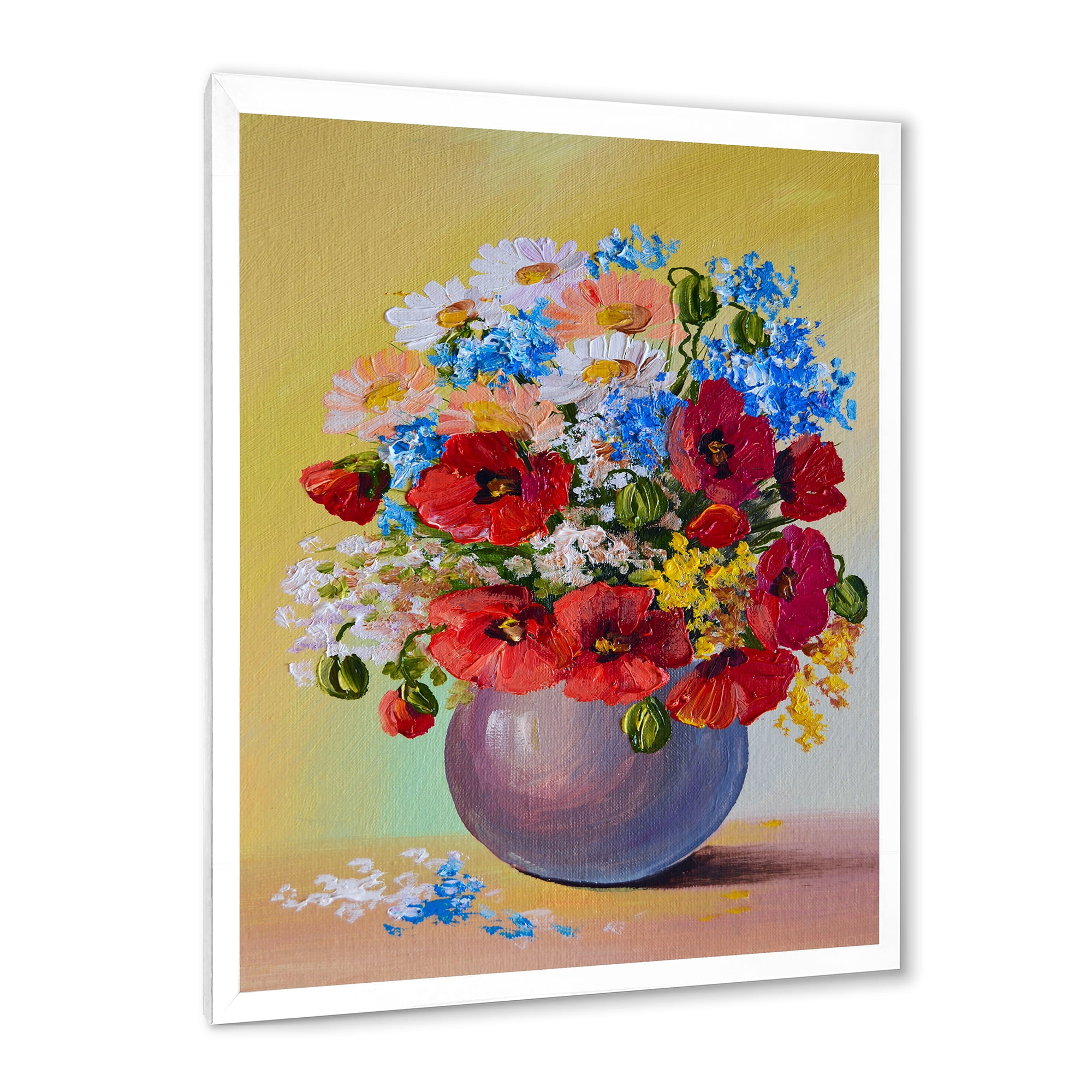 Designart 'Still Life A Bouquet Of Blue and Red Flowers' Traditional Framed Art Print