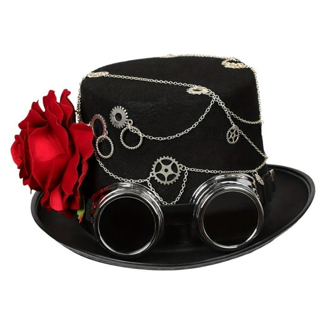 Sombrero steampunk de estilo retro con gafas, fedoras punk, accesorio para disfraz de Halloween L