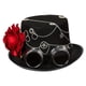 thumbnail image 1 of Sombrero de copa floral steampunk para adultos con gafas, engranaje y cadena decorativa. L, 1 of 9