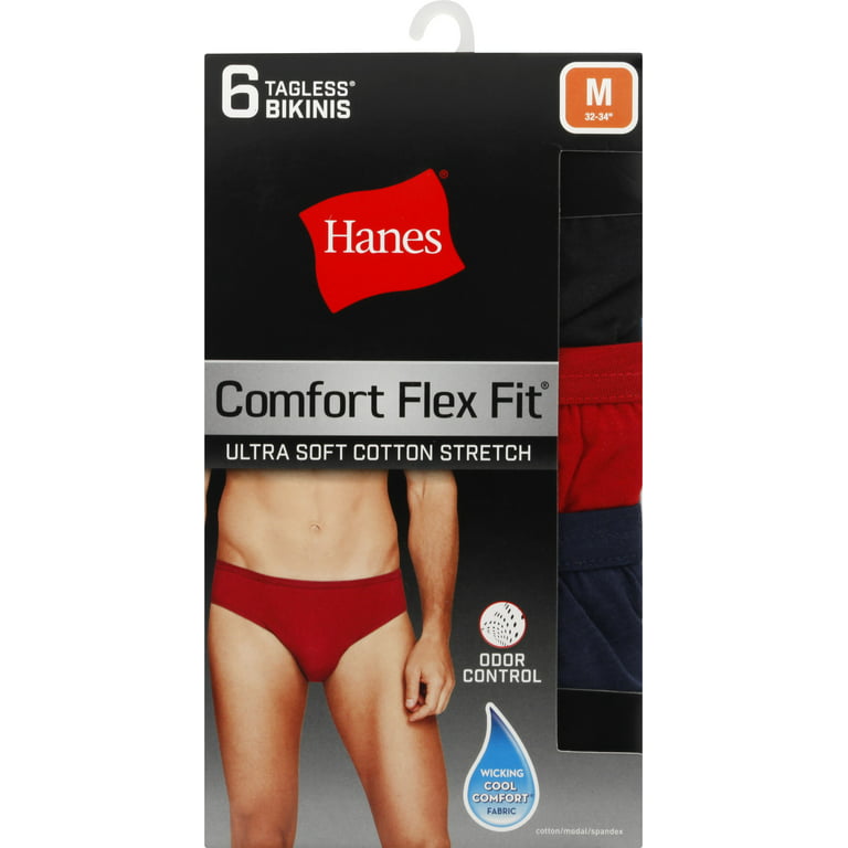 Hanes Men's Comfort Flex Fit Tagless Bikinis, 6-Pack