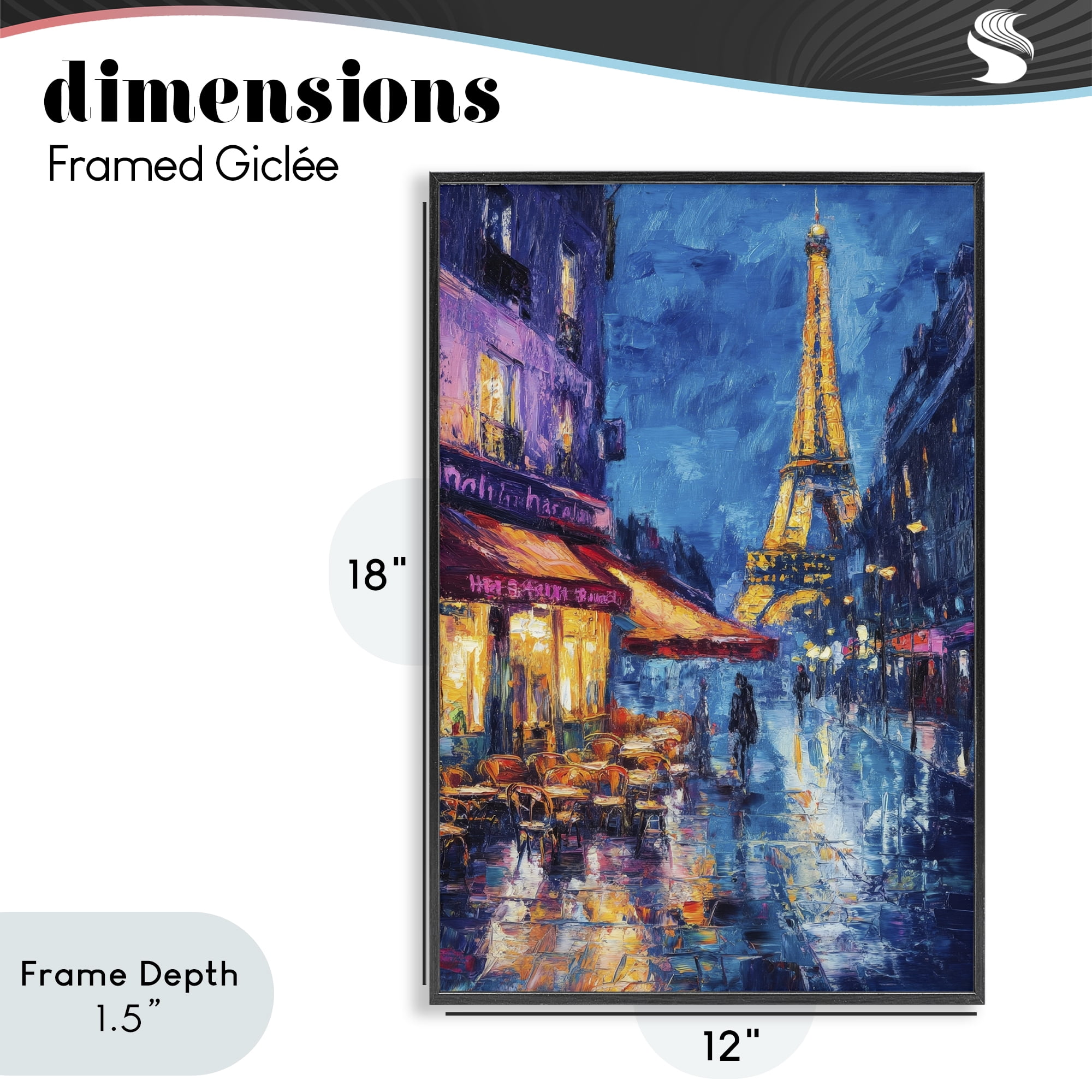 Stupell Industries Dusk Paris Street Scene Black Framed Giclee Art, design by Petal Prints Design